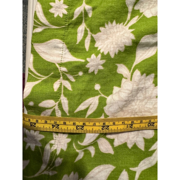 Women's AVA VIV Floral Print Top Size XL Green linen blend - Picture 9 of 10